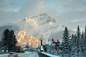 Canada, Banff, View of Mt. Norquay from the town
