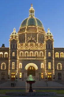 Politic Prints: Canada, BC, Victoria, BC Legislature Building at Dusk