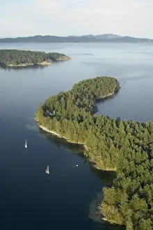 British Columbia Prints: Canada, British Columbia. Aerial photograph of Russell Island, Gulf Islands National