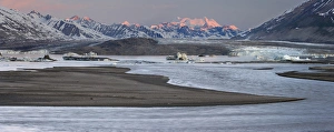 Images Dated 21st January 2014: Canada, British Columbia, Alsek River Valley. Panorama of Alsek Lake and Alsek Glacier