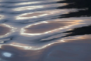 Wake Prints: Canada, British Columbia, Broughton Islands. Sunset on water wave patterns. Credit as
