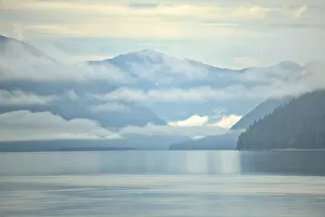 Canada, British Columbia. Fog rising over the Skeena River