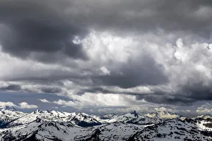 Stormy Prints: Canada, British Columbia, Garibaldi Provincial Park. Storm clouds over Fitzsimmons Range