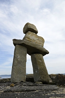 Parks Prints: Canada, British Columbia, Gulf Islands, Portland Island. Inukshuk at Abutus Point