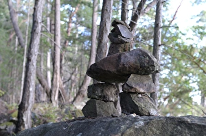 Images Dated 24th August 2009: Canada, British Columbia, Gulf Islands, Wallace Island. Inukshuk