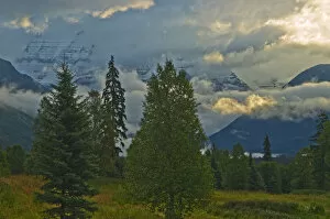 Canada, British Columbia, Mt. Robson Provincial Park. Storm clouds over Canadian Rocky Mountains