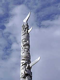 Canada, British Columbia, Queen Charlotte Islands, Graham Island. Totem pole in