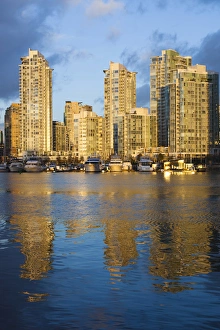 Images Dated 30th December 2011: Canada, British Columbia, Vancouver, buildings along False Creek, dawn