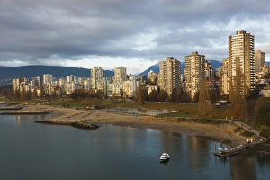 Images Dated 31st December 2011: Canada, British Columbia, Vancouver, buildings along Sunset Beach, elevated view