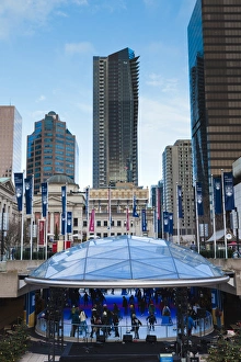 Canada, British Columbia, Vancouver, Robson Square, skating rink