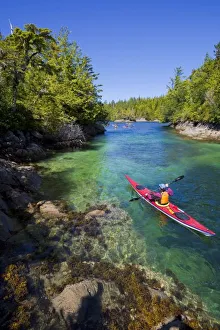 Images Dated 21st July 2009: Canada, British Columbia, Vancouver Island. Sea kayakers in a calm channel. (MR)