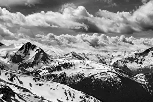 Images Dated 7th April 2020: Canada, British Columbia, Whistler. B&W of Fitzsimmons Range in Garibaldi Provincial Park