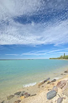 Images Dated 16th March 2018: Canada, Manitoba, Little Limestone Lake. Lake and rocks on shore