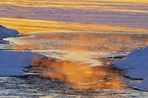 Images Dated 1st February 2011: Canada, Manitoba. Mist rising off water of Setting Lake