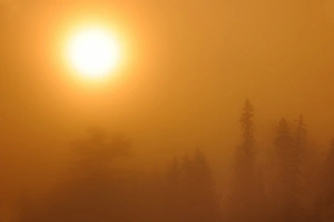 Images Dated 22nd October 2009: Canada, Manitoba, Whiteshell Provincial Park. Sunrise fog at Lyons Lake. Credit as
