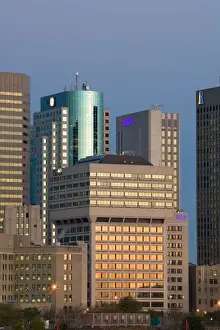Images Dated 11th October 2005: CANADA-Manitoba-Winnipeg: Downtown Highrise Buildings from The Forks / Dawn