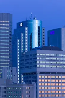 Winnipeg Prints: CANADA-Manitoba-Winnipeg: Downtown Highrise Buildings from The Forks / Dawn