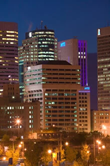 Canada, Manitoba, Winnipeg: Highrises of Downtown Winnipeg from the Forks