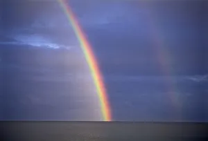 Canada Prints: Canada, Manitoba, Winnipeg. Rainbow on Lake Winnipeg after storm