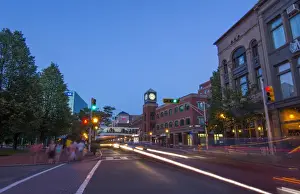Traffic Prints: Canada Moncton New Brunswick night exposure of blurred traffic on Main Street