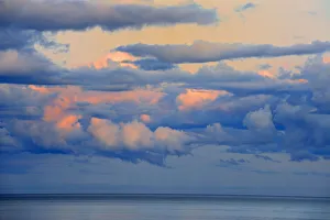 Canada, New Brunswick, Cap-Lumiere. Sunset over Northumberland Strait. Credit as