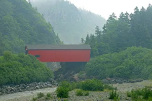 Images Dated 18th July 2009: Canada, New Brunswick, Fundy National Park. Red covered bridge at Point Wolfe. Credit as