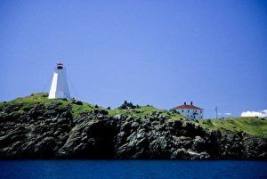 Campobello Prints: Canada: New Brunswick, Grand Manan, Swallowtail Light on granite cliff, July