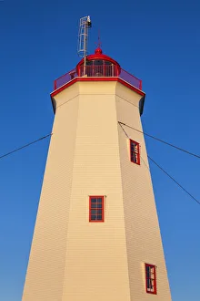Maritime Province Prints: Canada, New Brunswick, Miscou Island. Miscou Lighthouse at sunset