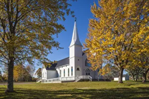 Maritime Province Prints: Canada, New Brunswick, Northumberland Strait, Shemogue. Eglise St-Timothee church