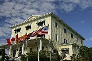 Images Dated 16th August 2006: Canada, New Brunswick, St Andrews. Canadian, New Brunswick, U.S. and U. K. flags
