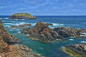 Canada, Newfoundland, Elliston. Rocky shoreline on Atlantic Ocean