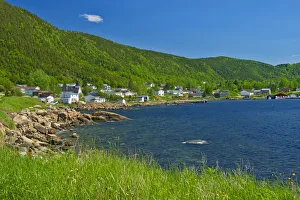 White Bay Prints: Canada, Newfoundland. Fishing village and shoreline along White Bay