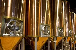 Canada, Nova Scotia, Halifax. Alexander Keiths Nova Scotia Brewery, copper tanks