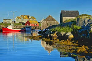 Images Dated 15th March 2018: Canada, Nova Scotia, Peggys Cove. Fishing boats in village harbor