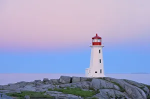 Images Dated 17th June 2015: Canada, Nova Scotia. Peggys Cove Lighthouse at dawn