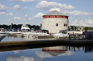 Kingston Prints: Canada, Ontario, Kingston. Lake Ontario marina area at the port of Kingston with
