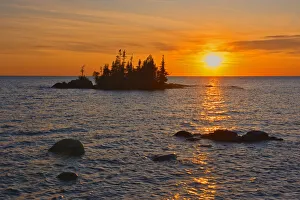 Lake Superior Prints: Canada, Ontario, Lake Superior Provincial Park. Islands in Lake Superior at sunrise