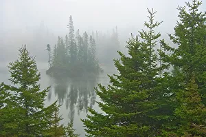 Prints of Canada, Ontario, Lake Superior Provincial Park. Fog on island in Fenton Lake Images Dated 2022 May: Canada, Ontario, Lake Superior Provincial Park. Fog on island in Fenton Lake