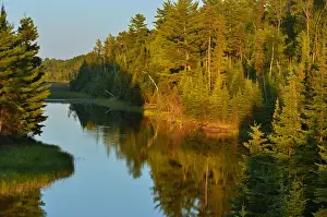 Lake Of The Woods Prints: Canada, Ontario, Lake of the Woods. Sun setting on water at Reed Narrows. Credit as