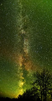 Star Prints: Canada, Ontario, Longlac. Milky Way and aurora borealis