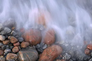 Images Dated 19th March 2019: Canada, Ontario, Marathon. Wave crashing on rocks at Pebble Beach