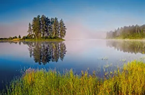 Reed Prints: Canada, Ontario. Morning fog on Minnowan Lake