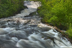 Rushing Prints: Canada, Ontario, Raleigh Falls. Cascading waterfall in springtime