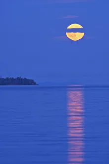 Full Prints: Canada, Ontario, Rossport. Full moon rising over Lake Superior