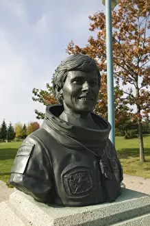 Lawn Prints: CANADA-Ontario-Sault Saint Marie: Statue of Roberta Bondar, NASA Astronault & Biologist