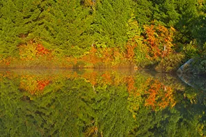 Sudbury Prints: Canada, Ontario, Sudbury. Autumn colors reflect in Lake Laurentian at sunrise