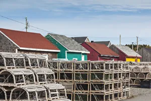 Maritime Province Prints: Canada, Prince Edward Island, North Rustico. Lobster traps
