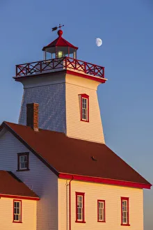 Maritime Province Prints: Canada, Prince Edward Island, Wood Islands, Wood Islands Lighthouse, sunset