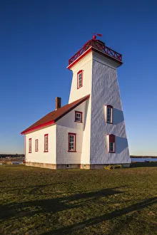 Images Dated 9th April 2019: Canada, Prince Edward Island, Wood Islands Lighthouse at sunset