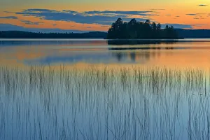 Reed Prints: Canada, Quebec, Belleterre. Sunset reflection on Lac des Sables
